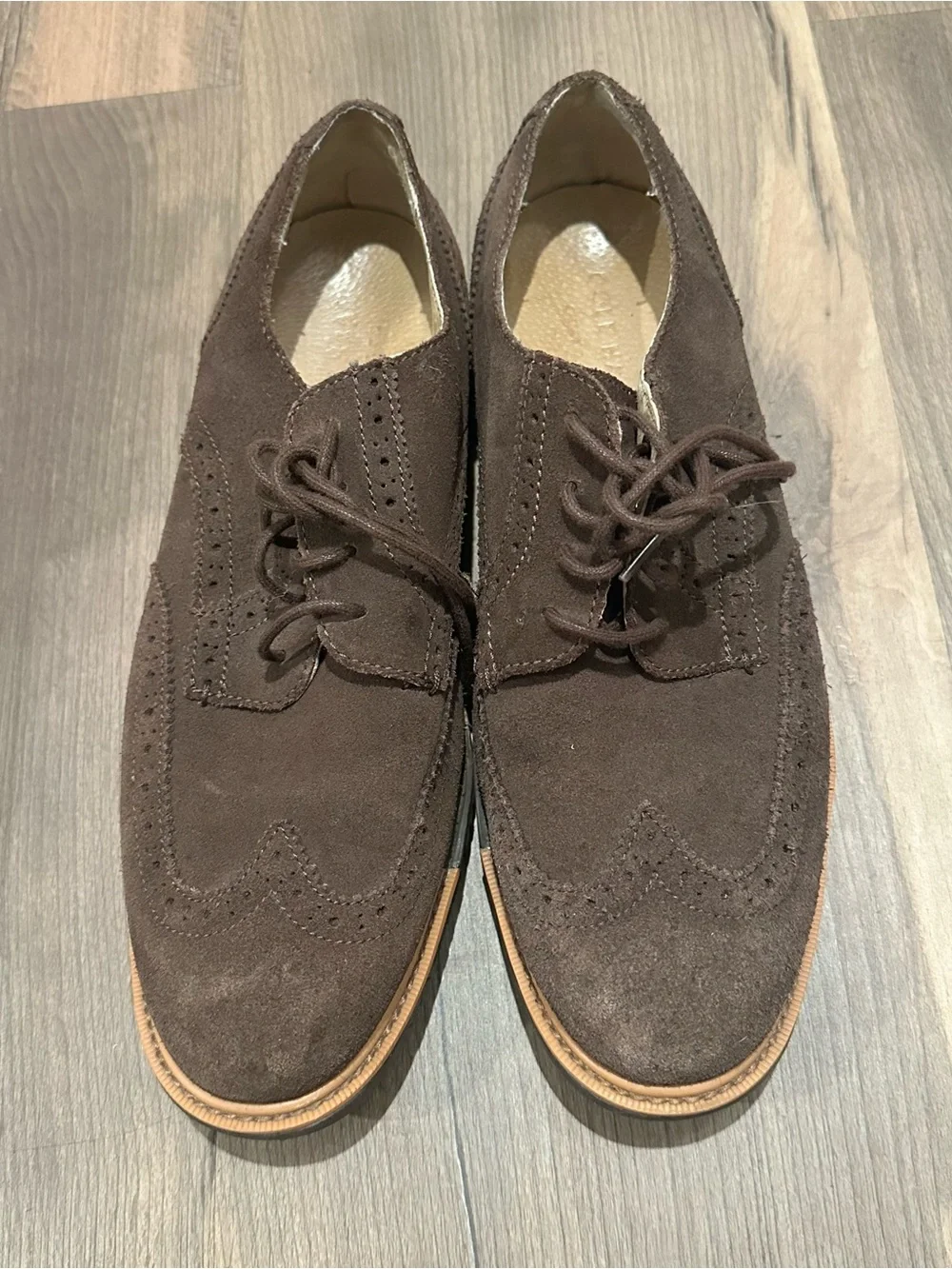 Cole Haan Men's Brown Suede Wingtip Dress Shoes